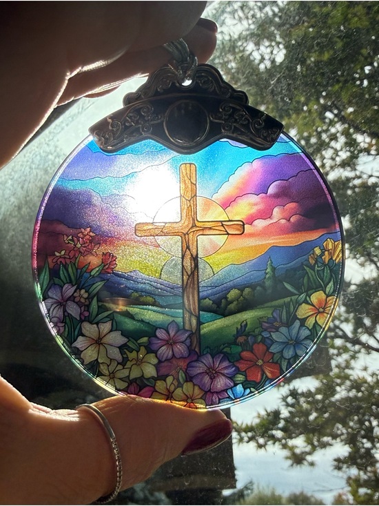 Other - Stained Glass Cross Suncatcher and or Ornament - Multicolor Home Art - Stunning!